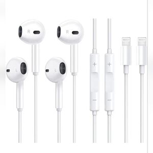 2 Pack Earbuds for iPhone Wired Earphones with Lightning Connector